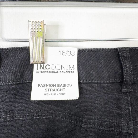 INC International Concepts Fashion Basics High Rise Crop Black Jeans Raw Hem NWT - Picture 8 of 14